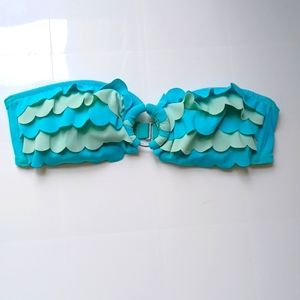 Pick 3 for $15 Victorias Secret ruffled mermaid blue bandeau bikini swim top, M